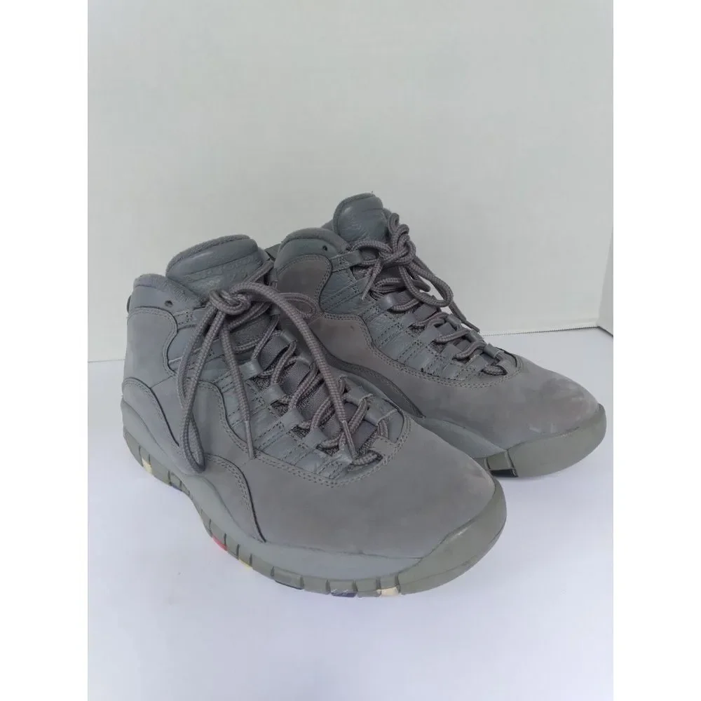 Jordan 10 Retro Sneakers Gray Leather High Top Shoes‎ Casual Comfy